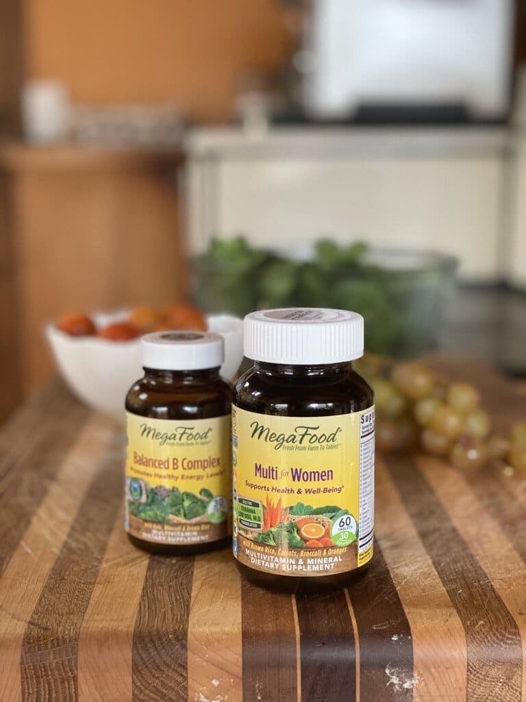 Photo of supplement bottles to complement nutrition from plant based recipes