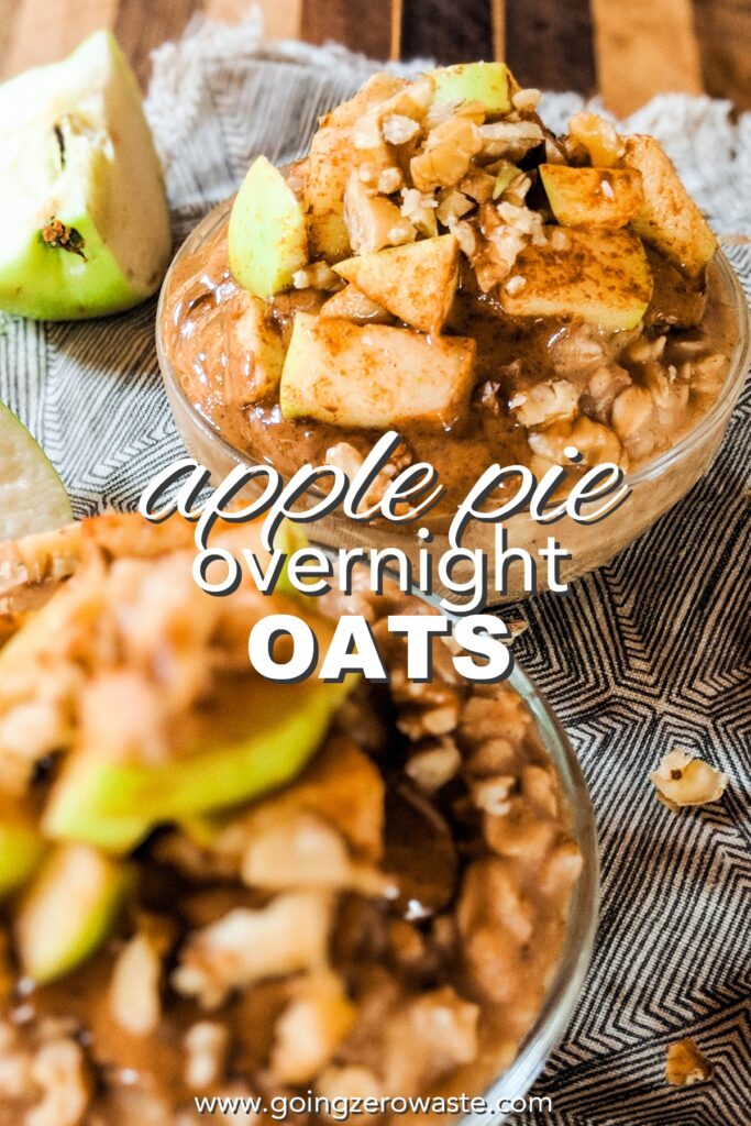 close up image of overnight oats titled (and shown): apple pie overnight oats