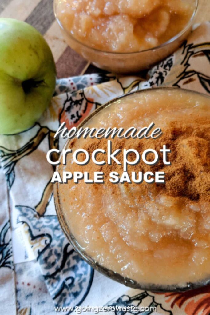 overhead image of applesauce in a bowl titled (and shown): homemade crockpot apple sauce